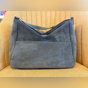 Green Faux Suede Shoulder Bag